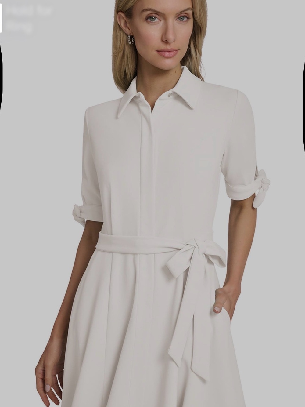 Calvin Klein White Midi Shirt Dress with Tie Waist